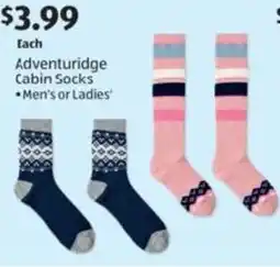 Aldi Adventuridge cabin socks men's or ladies' offer