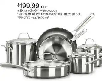 JC Penney Calphalon 10-Pc. Stainless Steel Cookware Set offer