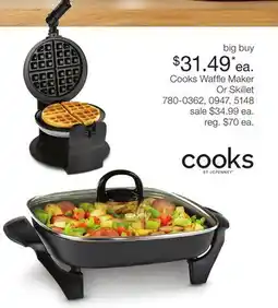 JC Penney Cooks Waffle Maker Or Skillet offer