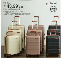 JC Penney Protocol Delray 3-Pc. Luggage Se offer