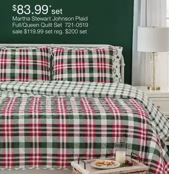 JC Penney Martha Stewart Johnson Plaid Full/Queen Quilt Set offer