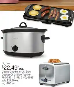 JC Penney Cooks Griddle, 6-Qt. Slow Cooker Or 2-Slice Toaster offer