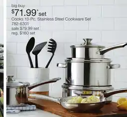 JC Penney Cooks 13-Pc. Stainless Steel Cookware Set offer