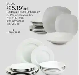 JC Penney Fieldcrest Riviera Or Sorrento 12-Pc. Dinnerware Sets offer