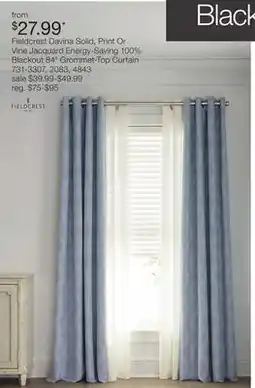 JC Penney Fieldcrest Davina Solid, Print Or Vine Jacquard Energy-Saving 100% Blackout 84 Grommet-Top Curtain offer