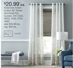 JC Penney Fieldcrest Arden Cotton 84 Sheer Grommet-Top Curtain offer