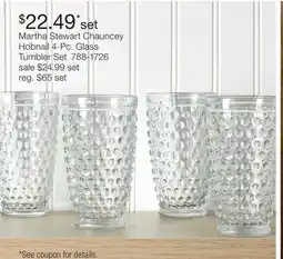 JC Penney Martha Stewart Chauncey Hobnail 4-Pc. Glass Tumbler Set offer