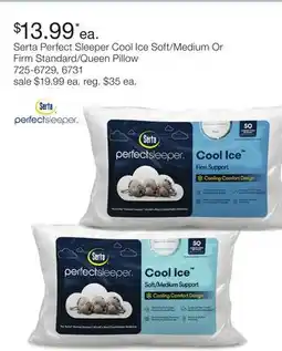 JC Penney Serta Perfect Sleeper Cool Ice Soft/Medium Or Firm Standard/Queen Pillow offer