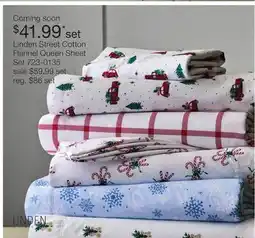 JC Penney Linden Street Cotton Flannel Queen Sheet Set offer