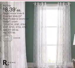 JC Penney Regal Home Voile & Crushed Voile 84 Rod-Pocket & Grommet Sheer Curtain offer