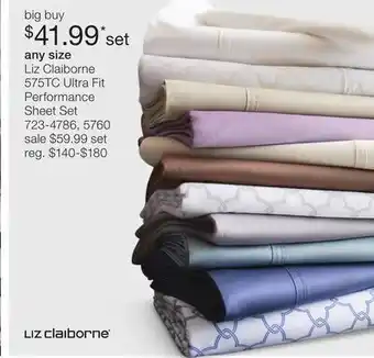 JC Penney Liz Claiborne 575TC Ultra Fit Performance Sheet Set offer
