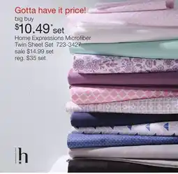 JC Penney Home Expressions Microfiber Twin Sheet Set offer