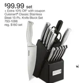 JC Penney Cuisinart Classic Stainless Steel 15-Pc. Knife Block Set offer