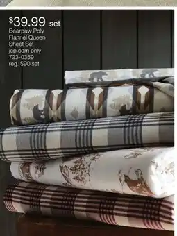 JC Penney Bearpaw Poly Flannel Queen Sheet Set offer