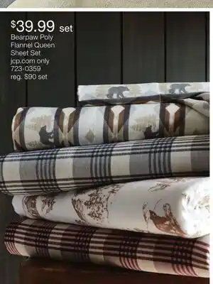JC Penney Bearpaw Poly Flannel Queen Sheet Set offer