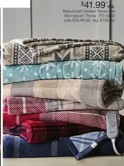 JC Penney Beautyrest Heated Reversible Microplush Throw offer