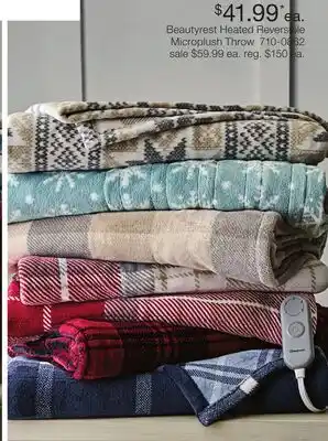 JC Penney Beautyrest Heated Reversible Microplush Throw offer