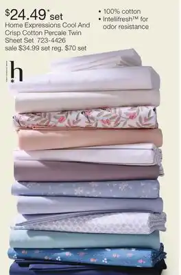 JC Penney Home Expressions Cool And Crisp Cotton Percale Twin Sheet Set offer