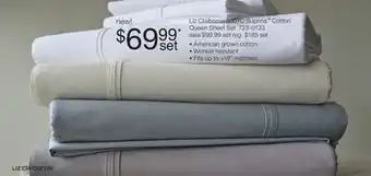 JC Penney Liz Claiborne 500TC Supima Cotton Queen Sheet Set offer