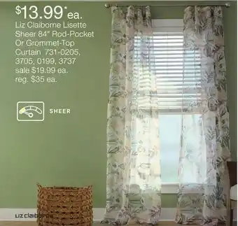 JC Penney Liz Claiborne Lisette Sheer 84 Rod-Pocket Or Grommet-Top Curtain offer
