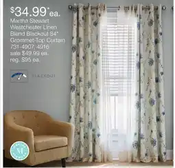 JC Penney Martha Stewart Westchester Linen Blend Blackout 84 Grommet-Top Curtain offer