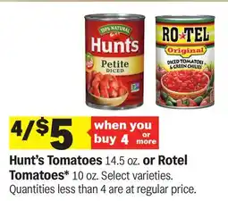Meijer Hunt's Tomatoes 14.5 oz. or Rotel Tomatoes 10 oz offer