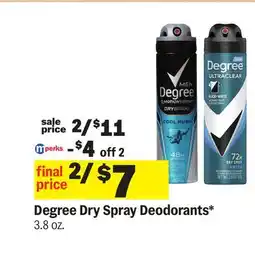 Meijer Degree Dry Spray Deodorants offer