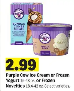 Meijer Purple Cow Ice Cream or Frozen Yogurt 15-48 oz. or Frozen Novelties 18.4-42 oz offer