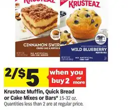 Meijer Krusteaz Muffin, Quick Bread or Cake Mixes or Bars offer