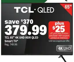 Meijer TCL 65 4K UHD HDR QLED Smart TV offer