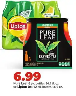 Hy-Vee Pure Leaf 6 pk. bottles 16.9 fl. oz. or Lipton tea 12 pk. bottles 16.9 oz offer