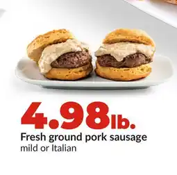 Hy-Vee Fresh ground pork sausage offer