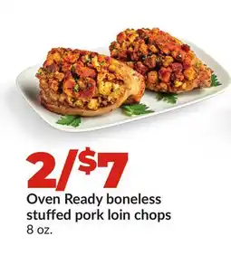 Hy-Vee Oven Ready boneless stuffed pork loin chops offer