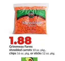 Hy-Vee Grimmway Farms shredded carrots 10 oz. pkg., chips 16 oz. pkg. or sticks 12 oz. pkg offer