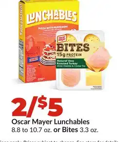 Hy-Vee Oscar Mayer Lunchables 8.8 to 10.7 oz. or Bites 3.3 oz offer