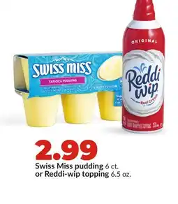 Hy-Vee Swiss Miss pudding 6 ct. or Reddi-wip topping 6.5 oz offer