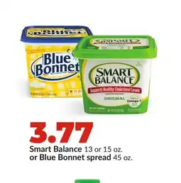Hy-Vee Smart Balance 13 or 15 oz. or Blue Bonnet spread 45 oz offer