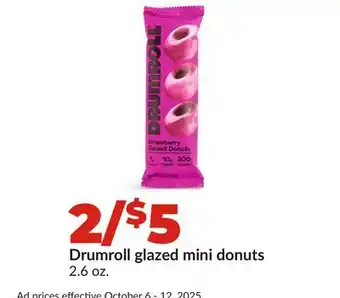 Hy-Vee Drumroll glazed mini donuts offer