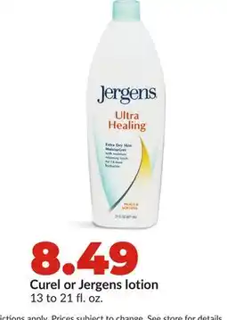Hy-Vee Curel or Jergens lotion offer