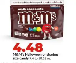 Hy-Vee M & M' s Halloween or sharing size candy offer