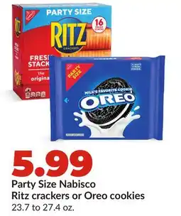 Hy-Vee Party Size Nabisco Ritz crackers or Oreo cookies offer