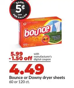 Hy-Vee Bounce or Downy dryer sheets offer