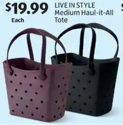Aldi Live in style medium haul-it-all tote offer