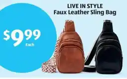 Aldi Live in style faux leather sling bag offer