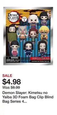 Game Stop Demon Slayer: Kimetsu no Yaiba 3D Foam Bag Clip Blind Bag Series 4 (Styles May Vary) offer