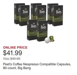 Costco Peet's Coffee Nespresso Compatible Capsules, 80-count, Big Bang offer