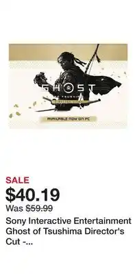Game Stop Sony Interactive Entertainment Ghost of Tsushima Director's Cut - PC Steam offer