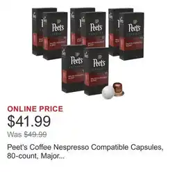 Costco Peet's Coffee Nespresso Compatible Capsules, 80-count, Major Dickason's offer