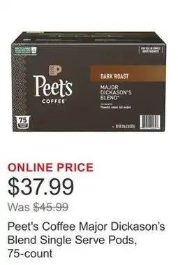 Costco Peet's Coffee Major Dickason's Blend Single Serve Pods, 75-count offer