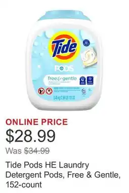 Costco Tide Pods HE Laundry Detergent Pods, Free & Gentle, 152-count offer